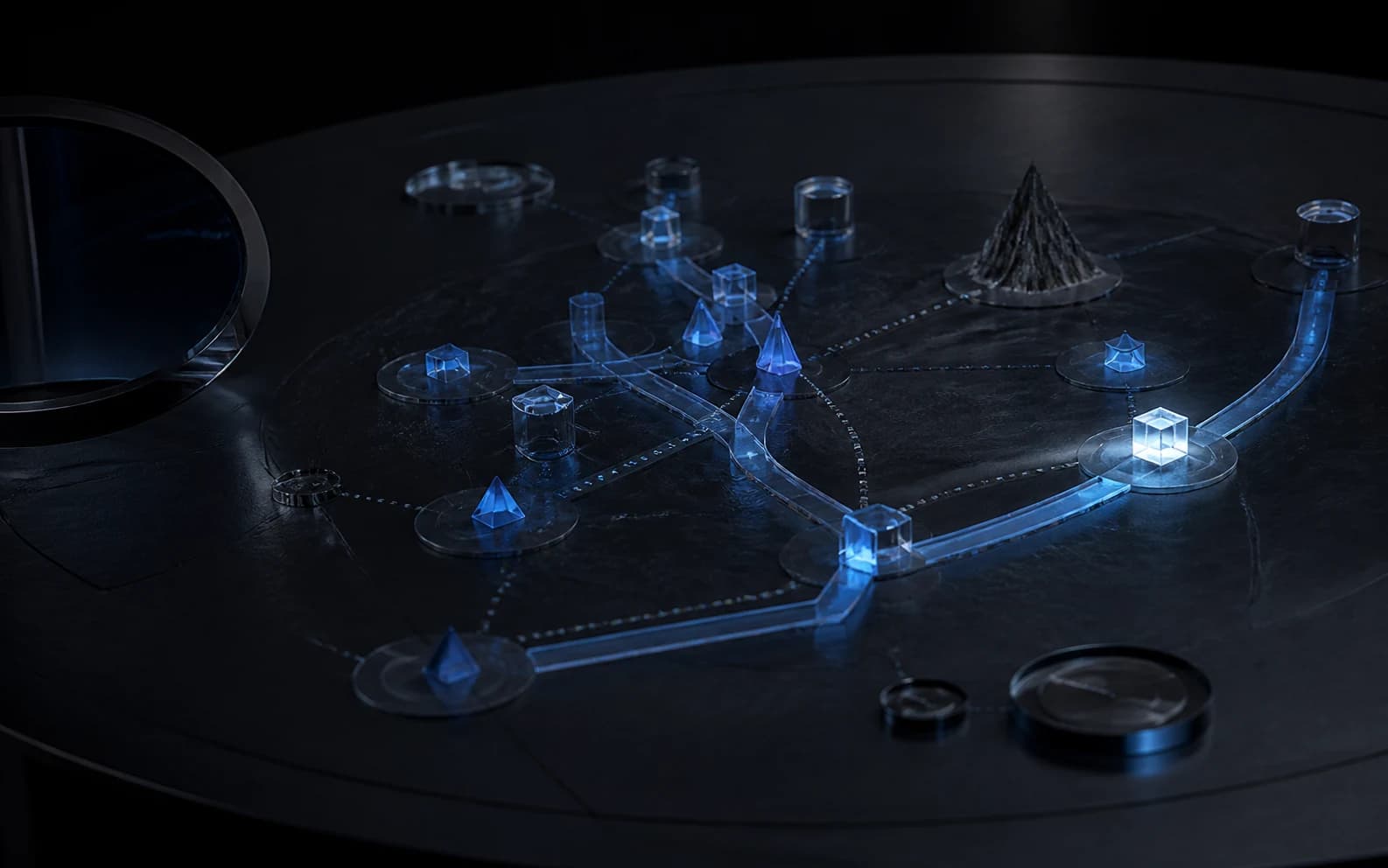 A decision landscape where evidence clarifies one strategic path